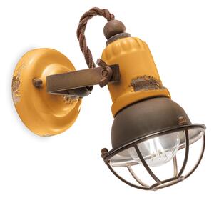 Applique Vintage Loft Ferro E Ceramica Giallo 1 Luce E14