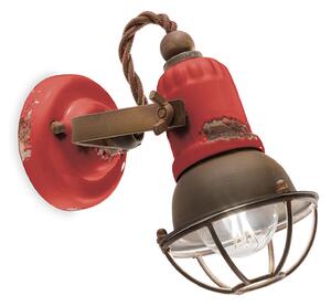 Applique Vintage Loft Ferro E Ceramica Rosso 1 Luce E14
