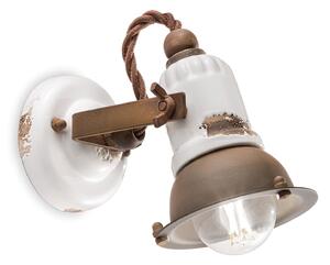 Applique Vintage Loft Ferro E Ceramica Bianco 1 Luce E14
