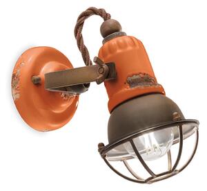 Applique Vintage Loft Ferro E Ceramica Arancio 1 Luce E14