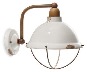 Applique Industrial Ferro E Ceramica Vintage Bianco 1 Luce E14