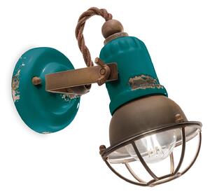 Applique Vintage Loft Ferro E Ceramica Verde 1 Luce E14