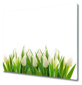 Tagliere in vetro Tulipani bianchi 60x52 cm