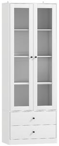 HOMCOM Credenza Cucina con Armadietto e 2 Cassetti, Ante in Vetro e Ripiani Regolabili, 59x30x164 cm, Bianco | Aosom Italy