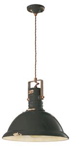 Lampadario Industrial Ferro E Ceramica Vintage Nero 1 Luce E27 40Cm