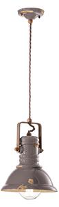 Lampadario Industrial Ferro E Ceramica Vintage Tortora 1 Luce E27 23Cm