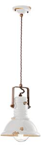 Lampadario Industrial Ferro E Ceramica Vintage Bianco 1 Luce E27 23Cm
