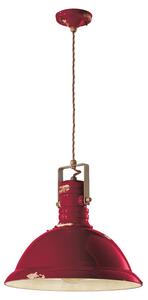 Lampadario Industrial Ferro E Ceramica Vintage Bordeaux 1 Luce E27 40Cm