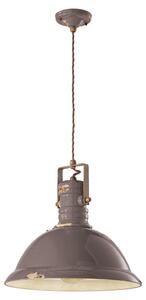 Lampadario Industrial Ferro E Ceramica Vintage Tortora 1 Luce E27 40Cm