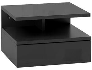 HOMCOM Comodino Sospeso per Camera da Letto con Cassetto e Ripiano Aperto in Legno, 35x32x22.5 cm, Nero Lucido | Aosom Italy
