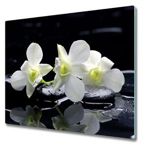 Tagliere in vetro Fiore di orchidea bianca 60x52 cm