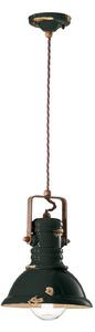 Lampadario Industrial Ferro E Ceramica Vintage Nero 1 Luce E27 23Cm