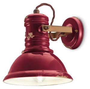 Applique Industrial Ferro E Ceramica Vintage Bordeaux 1 Luce E27