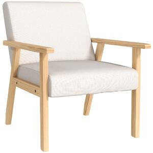 HOMCOM Poltrona d'Arredo in Stile Scandinavo in Legno di Pino con 2 Cuscini, 64x70x72 cm, Grigio e color Legno