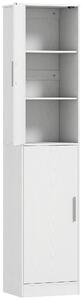 HOMCOM Mobile Colonna Bagno a 2 Armadietti con 6 Ripiani Regolabili, in Legno, 40x35x180 cm, Bianco | Aosom Italy