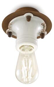 Plafoniera Industrial Pipes Ferro E Ceramica Vintage Bianco 1 Luce E27