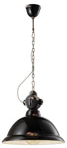 Lampadario Industrial Ferro E Ceramica Vintage Nero 1 Luce E27