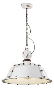 Lampadario Industrial Ferro E Ceramica Vintage Bianco 1 Luce E27 52Cm