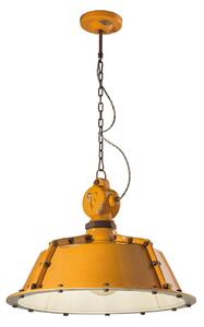 Lampadario Industrial Ferro E Ceramica Vintage Giallo 1 Luce E27 52Cm