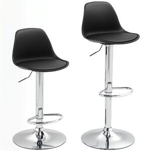 HOMCOM Set 2 Sgabelli da Bar con Schienale e Poggiapiedi, in PP, Pelle PU e Acciaio, 38x42x82-104 cm, Nero | Aosom Italy