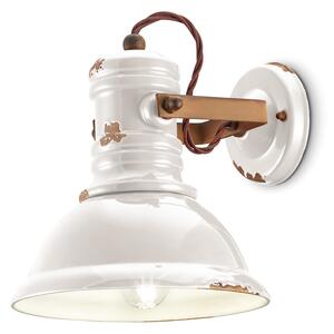 Applique Industrial Ferro E Ceramica Vintage Bianco 1 Luce E27