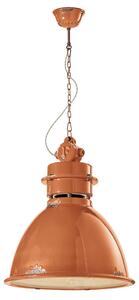 Lampadario Industrial Ferro E Ceramica Vintage Arancio 1 Luce E27 50Cm
