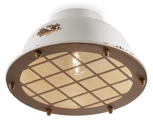 Plafoniera Industrial Ferro E Ceramica Vintage Bianco 1 Luce E27