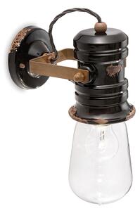 Applique Industrial Minimal Urban Ferro Ceramica Vintage Nero 1 Luce E27