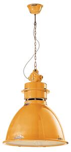 Lampadario Industrial Ferro E Ceramica Vintage Giallo 1 Luce E27 50Cm