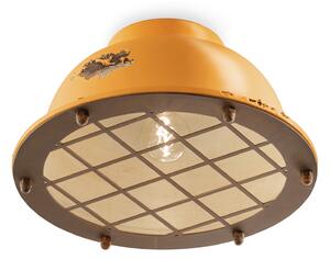 Plafoniera Industrial Ferro E Ceramica Vintage Giallo 1 Luce E27