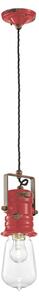 Lampadario Industrial Urban Ferro E Ceramica Vintage Rosso 1 Luce E27 37Cm