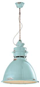 Lampadario Industrial Ferro E Ceramica Vintage Azzurro 1 Luce E27 50Cm