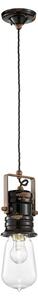 Lampadario Industrial Urban Ferro E Ceramica Vintage Nero 1 Luce E27 37Cm