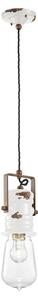 Lampadario Industrial Urban Ferro Ceramica Vintage Bianco 1 Luce E27 37Cm