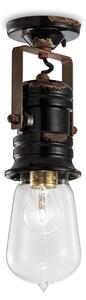 Plafoniera Industrial Minimal Urban Ferro E Ceramica Vintage Nero 1 Luce E27