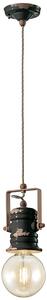 Lampadario Industrial Urban Ferro E Ceramica Vintage Nero 1 Luce E27 19Cm