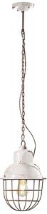 Lampadario Industrial Ferro E Ceramica Con Rete Vintage Bianco 1 Luce E27 26Cm