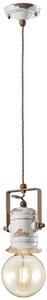 Lampadario Industrial Urban Ferro Ceramica Vintage Bianco 1 Luce E27 19Cm