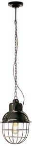 Lampadario Industrial Ferro E Ceramica Con Rete Vintage Nero 1 Luce E27 26Cm