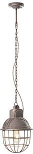 Lampadario Industrial Ferro E Ceramica Con Rete Vintage Tortora 1 Luce E27 26Cm