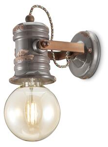 Applique Industrial Minimal Urban Ferro E Ceramica Vintage Tortora 1 Luce E27