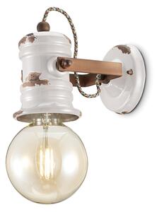 Applique Industrial Minimal Urban Ferro E Ceramica Vintage Bianco 1 Luce E27