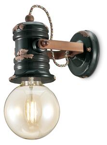 Applique Industrial Minimal Urban Ferro E Ceramica Vintage Nero 1 Luce E27