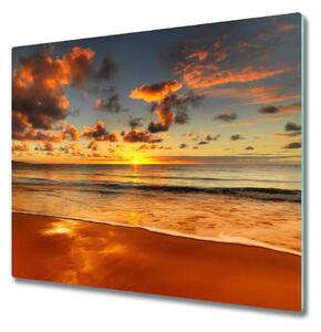 Tagliere in vetro Spiaggia al calare del sole 60x52 cm
