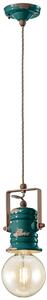Lampadario Industrial Minimal Urban Ferro E Ceramica Vintage Verde 1 Luce E27