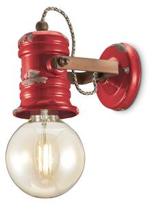 Applique Industrial Minimal Urban Ferro E Ceramica Vintage Rosso 1 Luce E27