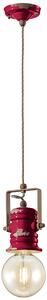 Lampadario Industrial Minimal Urban Ferro Ceramica Vintage Bordeaux 1 Luce E27