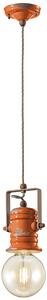 Lampadario Industrial Minimal Urban Ferro Ceramica Vintage Arancio 1 Luce E27