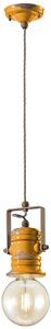 Lampadario Industrial Minimal Urban Ferro E Ceramica Vintage Giallo 1 Luce E27