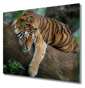 Tagliere in vetro Tigre su un albero 60x52 cm